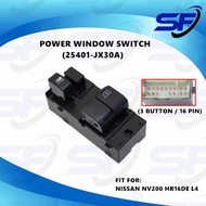 NISSAN NV200 HR16DE L4 POWER WINDOW SWITCH MAIN (16 PIN/ 6 BUTTON) 25401-JX30A