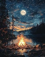 VNUIEHG Paint by Numbers, Campfire Under Starry Sky, Adult Crafts Adult Paint by Number Kits, Arts C