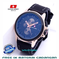 Swiss Army Crono Original / Jam Tangan Pria Swiss Army Tali Kulit / Chrono & Tanggal Aktif / WS.Stor