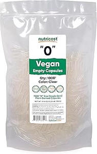 Nutricost Empty Capsules Size 0 Vegan - 1,000 Clear Empty Plant-Based Capsules - Kosher Certified, H