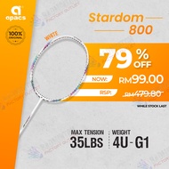 【FRAME ONLY】 APACS Stardom 800 (White) Badminton Racket - 4UG1 Max.T 35LBS | Slightly Head Heavy Racket