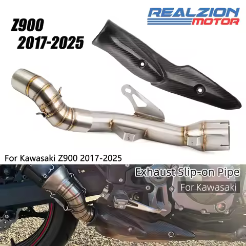 RZ For Kawasaki Z900 2020-2025 Motorcycle Exhaust Middle Link Pipe Slip-on Connect Pipe Escape Decat