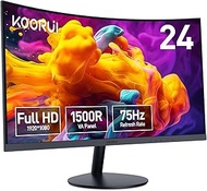 KOORUI - 24" Curved Monitor, Full HD 1080P Curved Monitor, 1500R Display, HDMI VGA, Tilt Adjustment,
