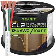 GearIT 12/4 Speaker Wire (100 Feet) 12AWG Gauge - Fire Safety in Wall Rated Audio Speaker Wire Cable