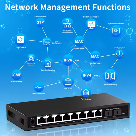 HORACO 8 Port 2.5Gb Web Managed Switch Network Switch with 2 SFP+ Smart Managed Homelab Ethernet Swi