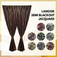 PCDECOR Langsir Dim Out Europe Jacquard Made Hook Ring Eyelet Curtain French Pleat Siap Jahit