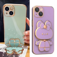 Huawei Nova 3 3i 3e 4 4e 5T 7i 6 7 8 9 SE Honor 20 50 Pro P20 P30 Lite Cartoon Rabbit Mirror Holder Kickstand Stand Plating Soft Phone Case Back Full Back Cover Casing