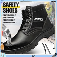 Ready Stock & Free SocksSafety Shoe Middle  Cut Dual Zip Men Women Safety Boots Safety Shoes Zip Sar