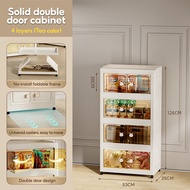 L53cm 2 Doors Stackable Storage Cabinet – Foldable Multipurpose Storage Box with Roller for Clothes 