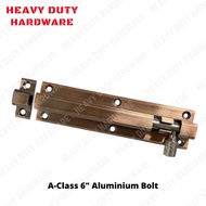 ASL 4, 6 Inch Aluminium Bolt Hammered AC Slug Security Safety Door Latch Bolt Gate Fence Pagar Selak Pintu