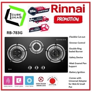 RINNAI RB-783G FLEXIHOB 78CM 3 BURNER GLASS BUILT-IN GAS HOB| Local Warranty | Express Free Delivery