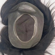 Full PU natural breathable lace Density 110% 100% Human Hair Man Toupee Natural Looking Straight W