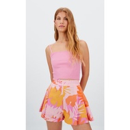 STRADIVARIUS LINEN BLEND FLORAL SHORT PANTS