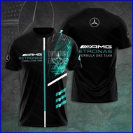 F1 Mercedes AMG Training Tshirt Casual Sport Tee Fashion Men Short Sleeve Plus Size