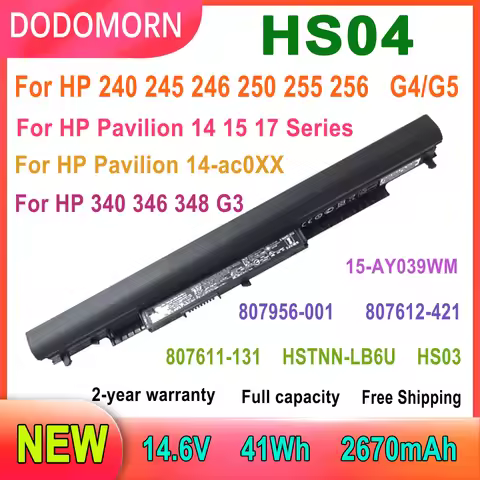 DODOMORN HS04 HS03 Laptop Battery For HP Pavilion 14 15 17 Series 240 245 246 250 255 256 G4/G5 TPN-