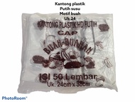 KANTONG PLASTIK/KANTONG KRESEK MOTIF BUAH PUTIH SUSU UK 15 DAN 24 TERMURAH DAN BERKUALITAS