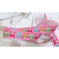 SALES 4 yards 1" / 25mm CUTIE HOOTABLE OWL OWLS E Grosgrain Ribbon