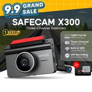 [Double Day Exclusive] SAFECAM X300 Wi-Fi 3-Channel Dashcam – 1080P Front + 720P Interior + 720P Rea