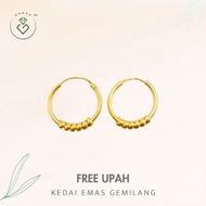 [Kedai Emas Gemilang] 100908 Gold Hoop Earring (1.44Cm) (1.33G) [916 Gold]