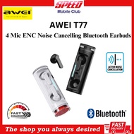 Awei T77 ENC Wireless Bluetooth Earphone Noise Cancelling Bluetooth 5.3 Headphone with 4 Mic Rotating Charging Case