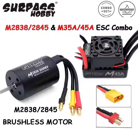 Surpass Hobby M2838 M2845 Combo Waterproof Brushless Motor w/ M35A M45A ESC for Wtloys Remo 1/12 1/1