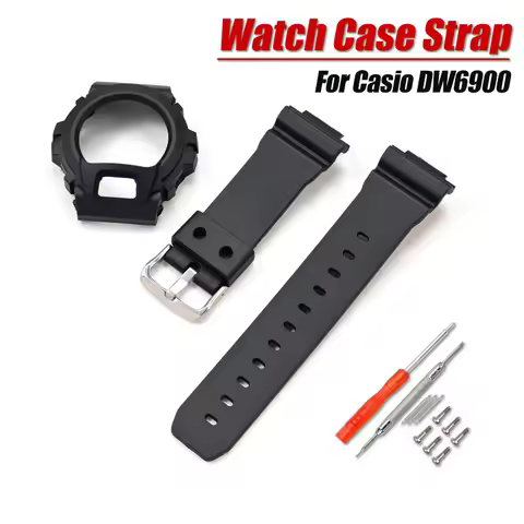 Resin Watch Strap and Case for Casio G-Shock DW6900 DW6600 DW3230 watchband men sport Soft Bracelet 
