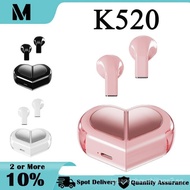 K520 Wireless Earbuds Stereo Earphones With Rotatable Love Heart Shaped Case Low Latency Headphones 