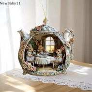 NY Easter Home Decor Items Rabbit In Teacup Warm Home 2d Acrylic Pendant Backpack Pendant Car NBaby