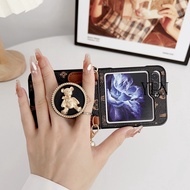 For Samsung Galaxy Z Flip 3 4 5 6 7 7FE Classic Floral Bear Airbag Holder Phone For Galaxy Z Flip7 P
