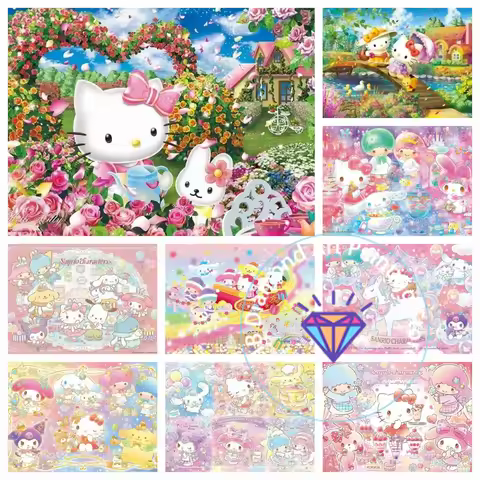 Hello Kitty Cartoon Diamond Painting Kit 5D DIY Diamond Embroidery Cross Embroidery Handmade Art Gif