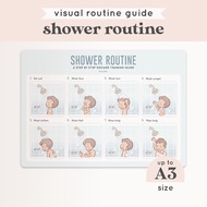 Bramble – Visual Shower Training Guide (Boy/Girl) Step-by-Step Shower Routine Chart | Autism, PECS, 