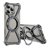 ★AFFECTION★ Magnetic Metal Holder Phone Case For iPhone 17 13 14 15 16 Pro Max 17Pro Aluminum 360 De