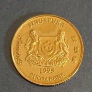 koin Singapura 5 cent tahun 1995..