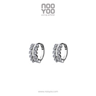 NooYoo ต่างหูสำหรับผิวแพ้ง่าย Crystal Flora Hoops Surgical Steel
