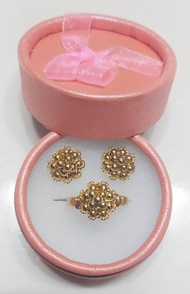 10k gold ring and earring set with twisted gold design