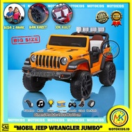 Mobil Aki Anak Jeep Rubicon Jumbo bisa 2 Anak Ban Karet Jok Kulit SNI
