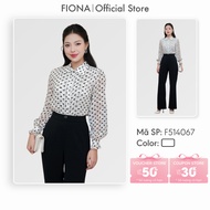 FIONA women's office shirt, loose shirt with polka dot pattern on the front, pleated F514067
