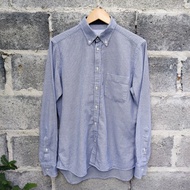 Enrico Coveri 復古格紋針織藍色格紋鈕釦襯衫