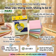 HAKI colorful sticky notes, 100 square sheets that can be pasted for convenient marking NO24