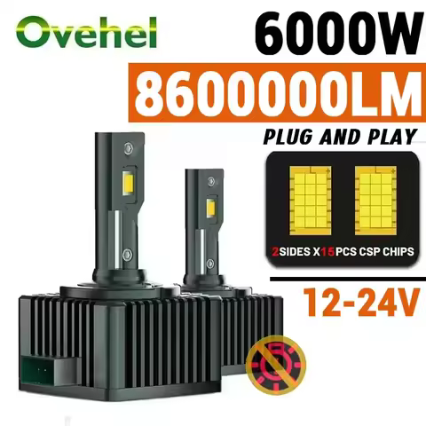 OVEHEL D3S LED D1S 6000W 8600000LM Headlight Canbus Bulbs D4S D2S D8S D1R D2R D3R LED Car Super Brig