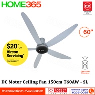 KDK DC Motor Ceiling Fan 150cm With Remote Control 60" T60AW