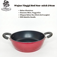 Red Non-stick 24cm High Frying Pan || 24cm Non-Stick Frying Pan