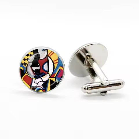 1 Pair Cufflinks Pablo Picasso Abstract Art Painting Pattern Simple Men's Jewelry Suit Accessories A