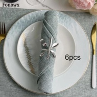 Fonowx 6x Napkin Rings Set Serviette Buckles Decorative Fork Knife and Spoon Shape for Family Gather