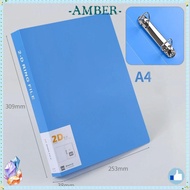 AMBER Transparent Folder, D-shaped 2 Holes Binder File Folder, Plastic Office Document Lever Arch Fi