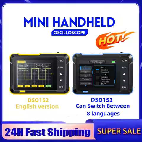FNIRSI DSO152 DSO153 Mini Handheld Digital Oscilloscope 2.5MSa/s 200KHz Analog Bandwidth 800VPP Supp
