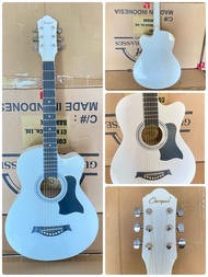 กีต้าร์โปร่ง 38 นิ้ว Overspeed OS38C สีขาว โทนสวย ใช้งานได้ดี ตีคอร์ด ออกงาน ฟรี กระเป๋า ปิ๊กกีต้าร