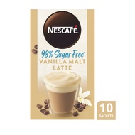 Nescafe Gold 98% Sugar Free Vanilla Malt Latte Sachets | 10 Packs