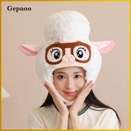 [Gepnoo] Sheep Plush Animal Hat Headwear Cute Costume Accessories for Event Adults Kids