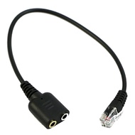 1PC Audio Cable Dual 3.5Mm Audio Jack Female To Male RJ9 Plug Adapter Convertor Cable PC Computer Headset Telephone Using Black